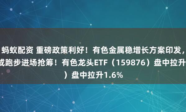 蚂蚁配资 重磅政策利好！有色金属稳增长方案印发，资金或跑步进场抢筹！有色龙头ETF（159876）盘中拉升1.6%